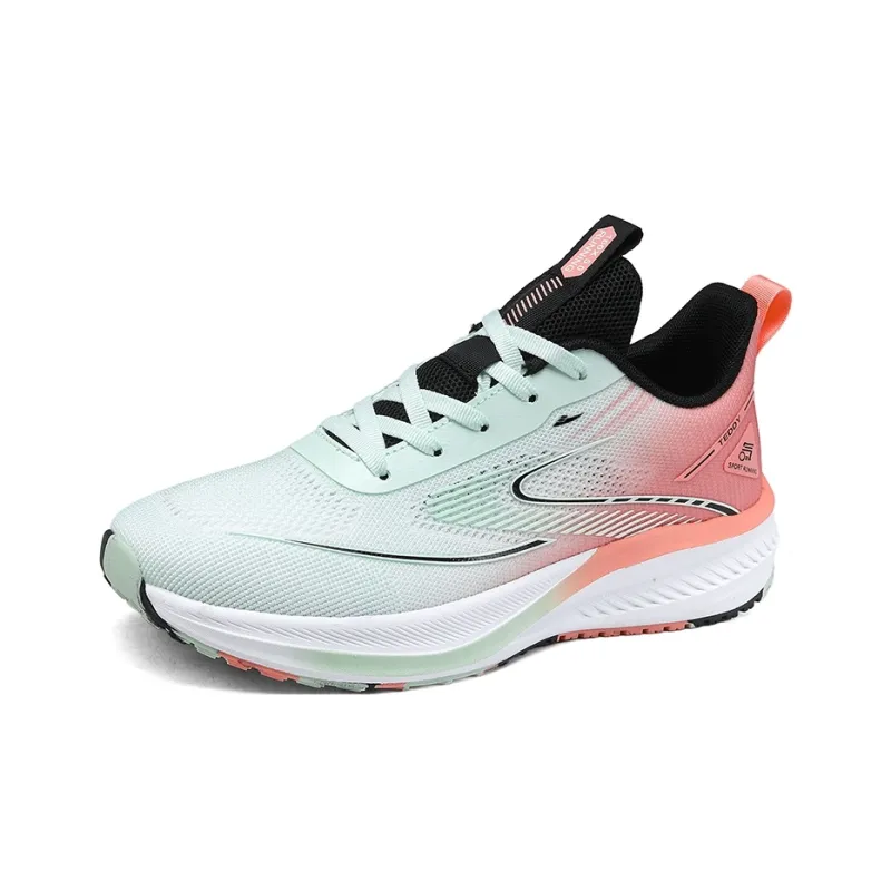 Kuding Running Shoes Men Low Top Teal/Diamond Yellow/Mint Green-12