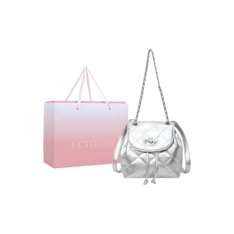 FCTOSSR PU Shoulder Bag Backpack Women's White/Silver/Black/Red-6