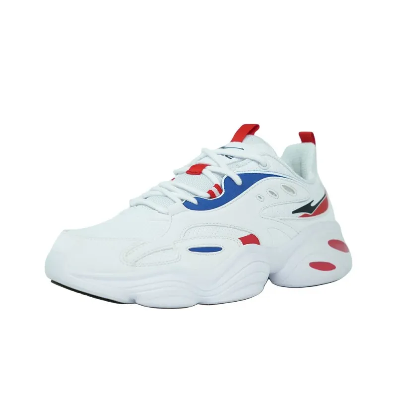 Erke Abrasion Resistant Height Increasing Low Top Chunky Sneakers Men's White-2