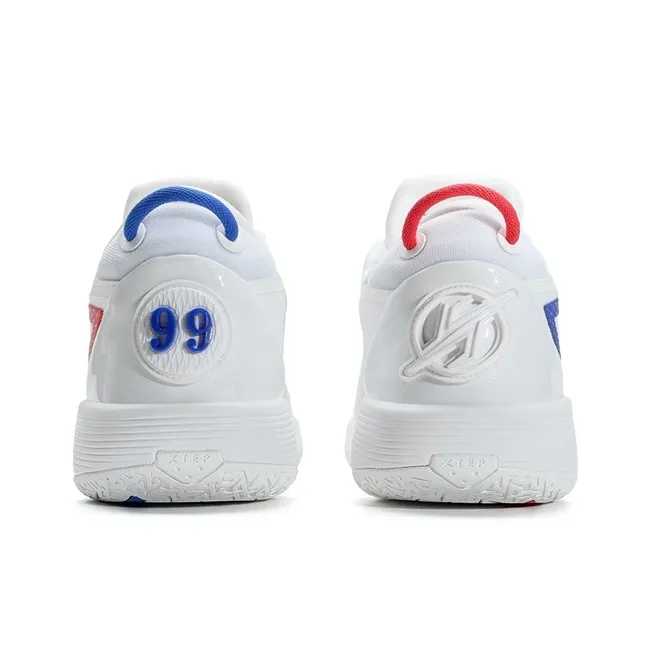 XTEP Spirit 3 Cushioning Coverage Abrasion Resistant Slip Resistant Low Top Basketball Shoes Men's White Blue-4