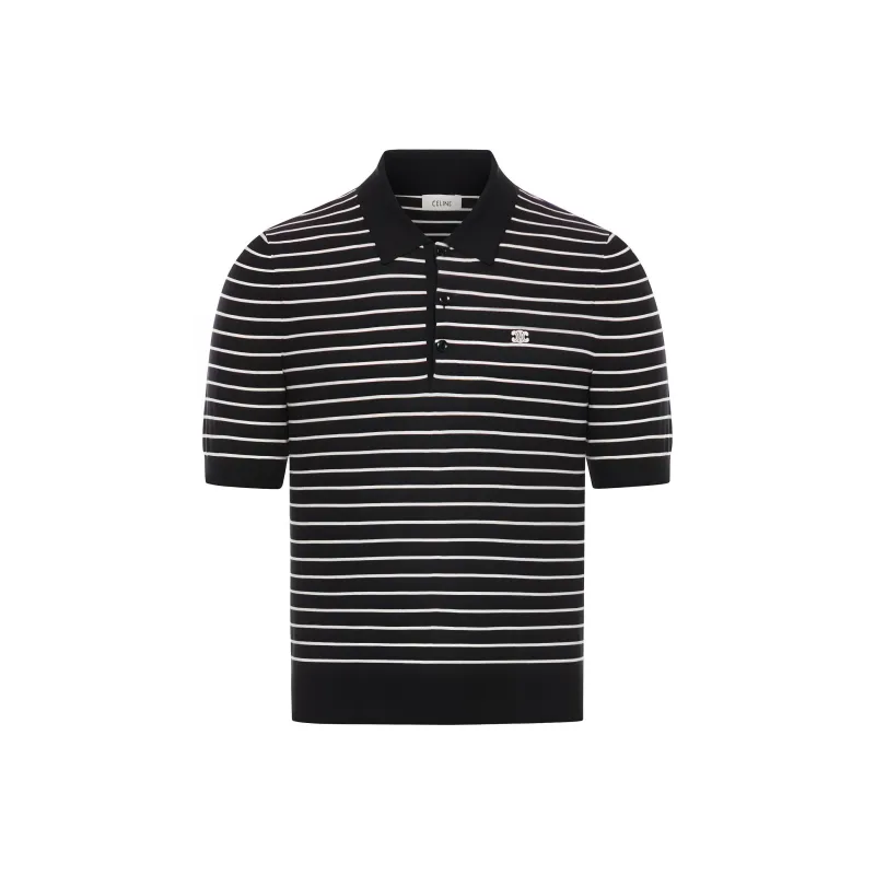 CELINE Triomphe Striped Fine Polo-0
