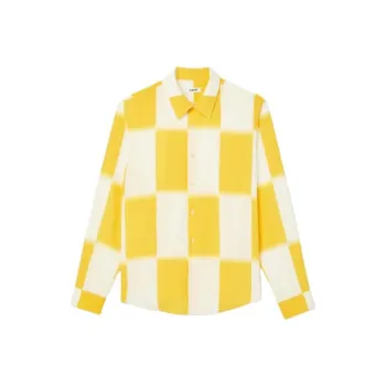 Sandro Flowing Shirt With Check Print Shirt Men's Yellow
