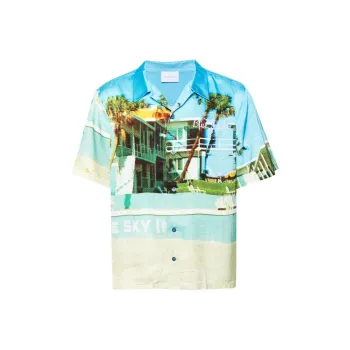 Blue Sky Inn Photograph print Satin Shirt