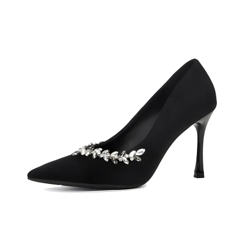 Feo Dvke Slim Heel High Heels 7cm 9cm Women's Black Gift Box Set-7