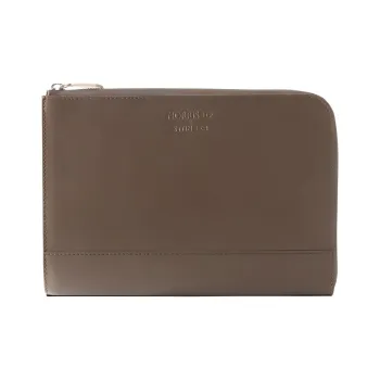 ETTINGER Cow Leather Clutch Medium Size Unisex Taupe