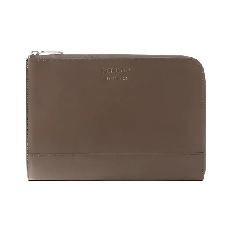 ETTINGER Cow Leather Clutch Medium Size Unisex Taupe-0