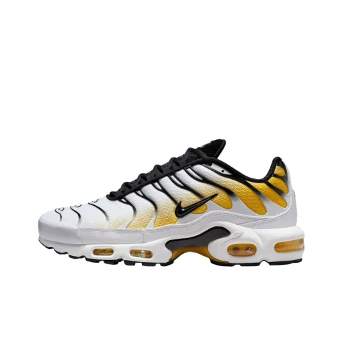 Nike Air Max Plus Anti Slip Wear Resistant Low Top Casual Running Shoes Unisex White Black Yellow