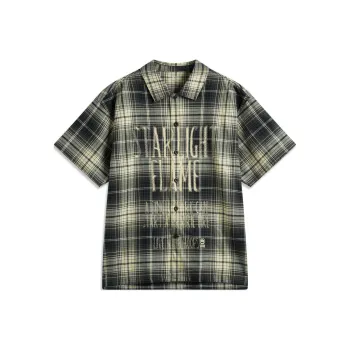 LiNing BadFive Shirt Men's Black Obsidian Gray Apricot Khaki Plaid