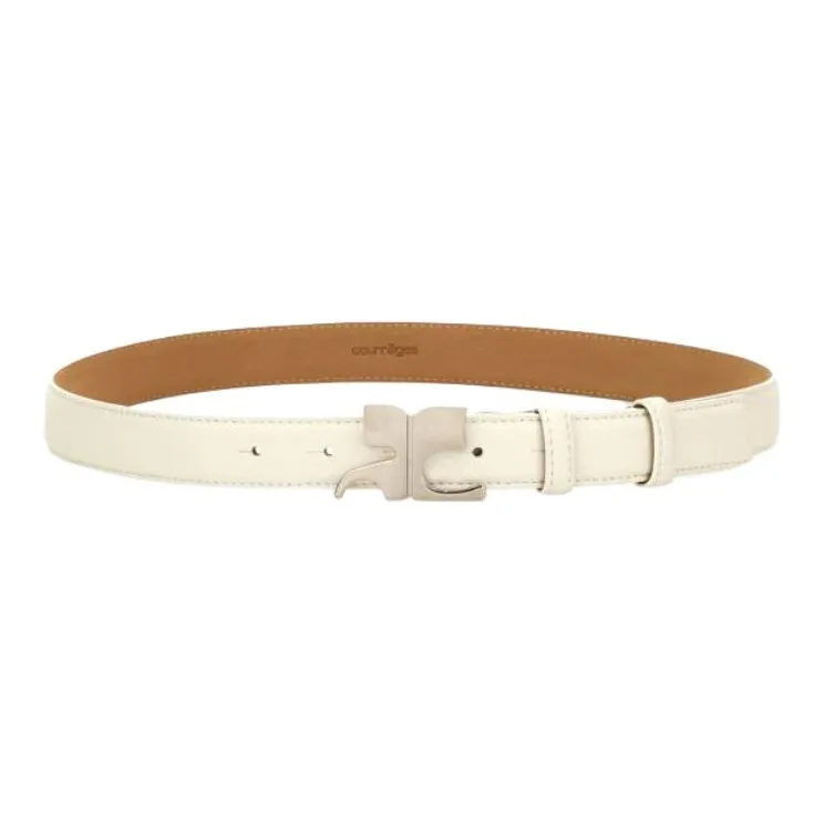 COURREGES Calfskin, Metal Leather Belts Women's White -0
