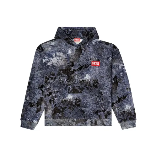 DIESEL S Boxt Hood R8 Marble Effect Burnout Hoodie