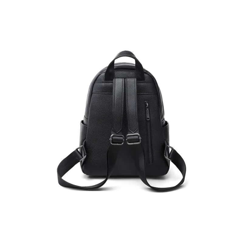 PT'SON Cow Leather Backpack Regular Women's Black-4