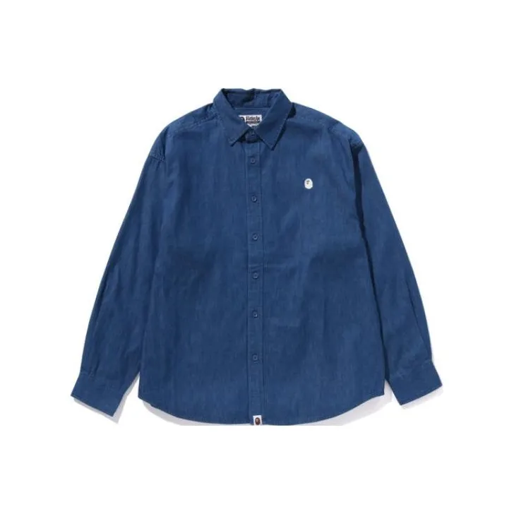 Bape One Point Light Weight Denim L/S Shirt-0