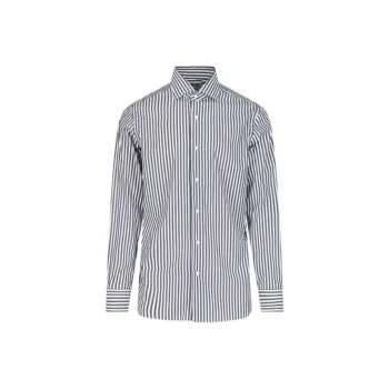 Barba Napoli Curved Hem Pintriped Shirt