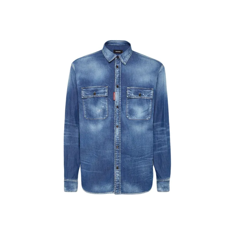 Dsquared2 Light Wash Relax Dan Worker Pocket Shirt-0