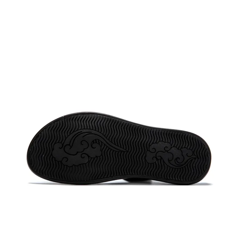 Eminu Rubber Sole Slip Resistant Flip Flops Men's Black-5