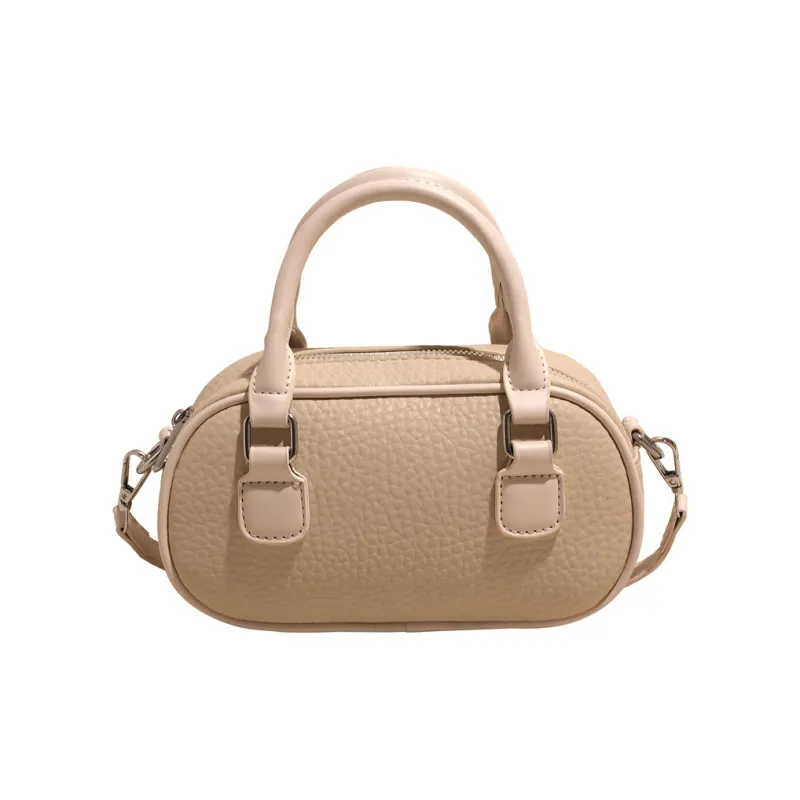 XIANGSU Pu Boston Bag, One Shoulder Handbag Women's Blue/Ecru/Pink-12