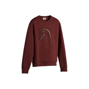 HERMES Cheval Au Trait Sweater Men's Burgundy