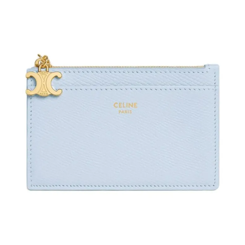 CELINE Triomphe Cow Leather Card Holder Women's Glacier Blue-0