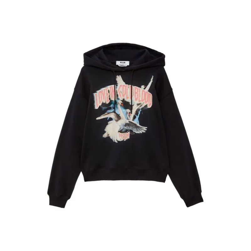MSGM Graphic Printed Drawstring Hoodie-0