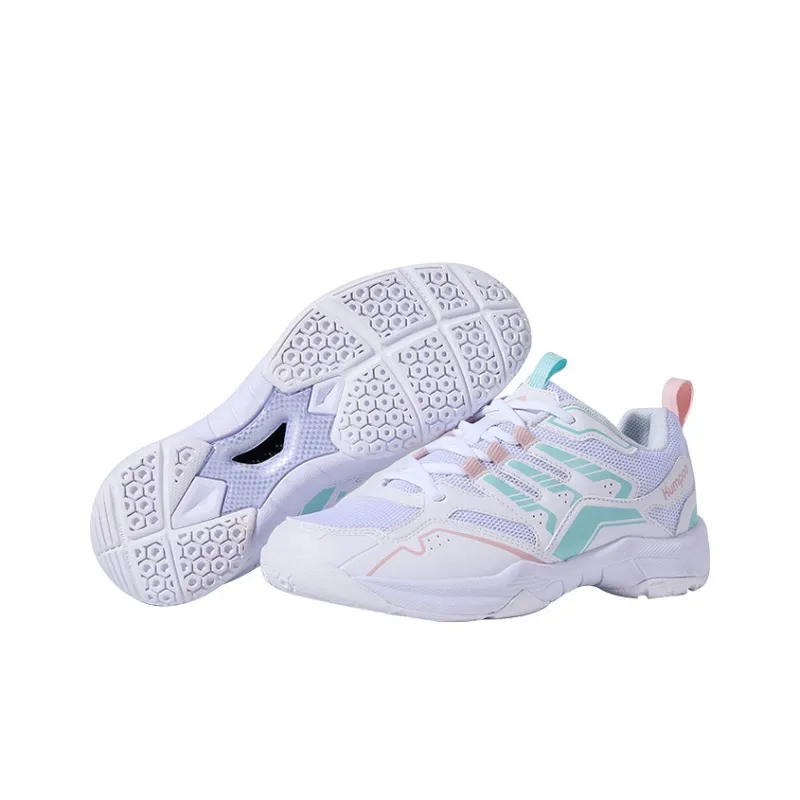 KUMPOO Cushioning, Breathable, Supportive Low Top Badminton Shoes Unisex White/Blue/Pink-2