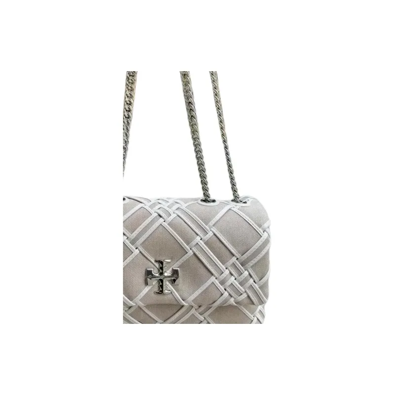 TORY BURCH Kira Canvas Crossbody Bag, Shoulder Bag Small Size Women's White-3