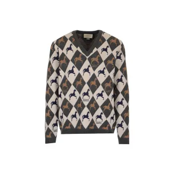 GUCCI Fitted Knitwear Men's Black Gray Color