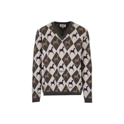 GUCCI Fitted Knitwear Men's Black Gray Color