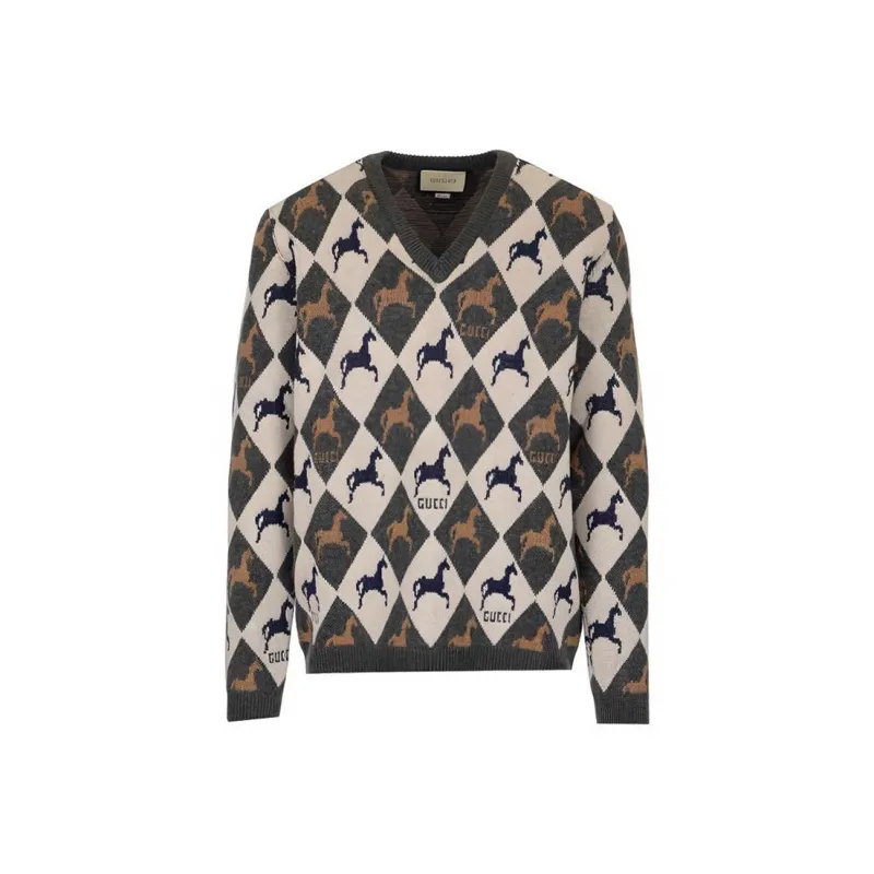 GUCCI Fitted Knitwear Men's Black Gray Color-0
