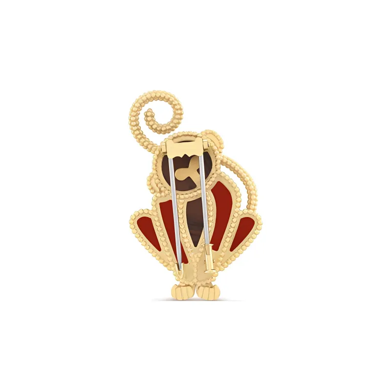 Van Cleef & Arpels 18K Gold Red Obsidian Obsidian Onyx Brooches Unisex Red/Gold-1