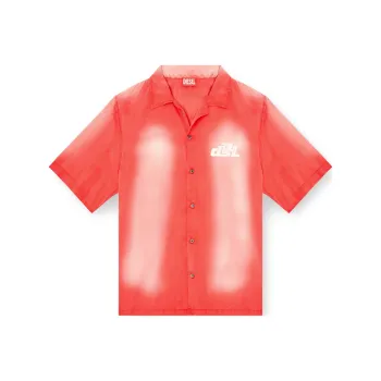 DIESEL S Elly Logo Printed Faded Bowling Shirt