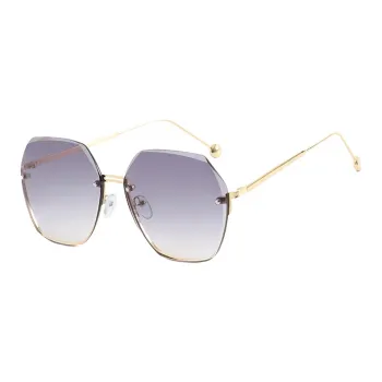 PRETTYALLUSION Metal Irregular Shape Sunglasses Women's