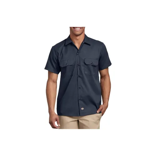 Dickies Slim Fit Short Sleeve Work Shirt Men's Marine Blue