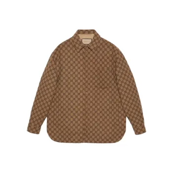 GUCCI Monogrammed Collared Long Sleeve Shirt