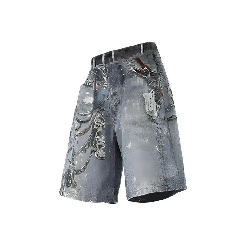 TESTUNG Denim Shorts Style Unisex Light Blue Tones-8