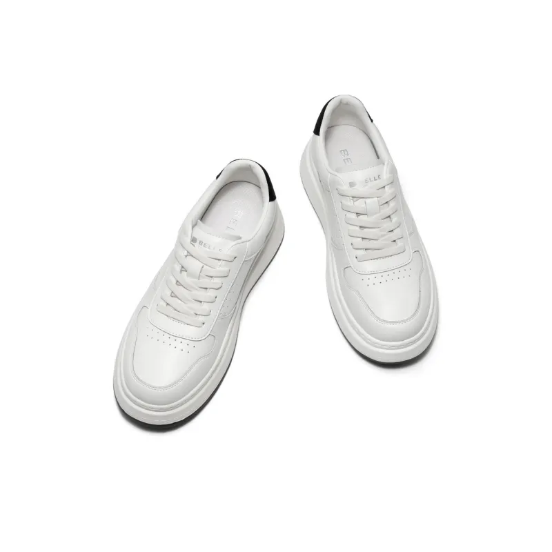 BELLE Anti Slip Wear Resistant Low Top Skateboard Shoes Men's White-3
