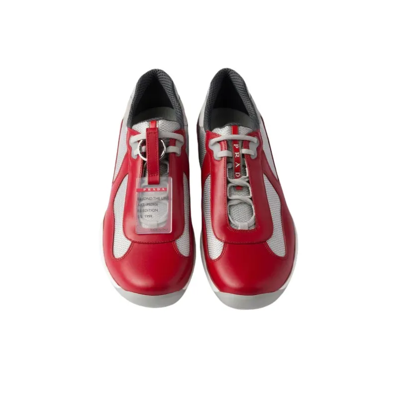 PRADA America's Cup Slip Resistant Low Top Casual Shoes Men's Red-4