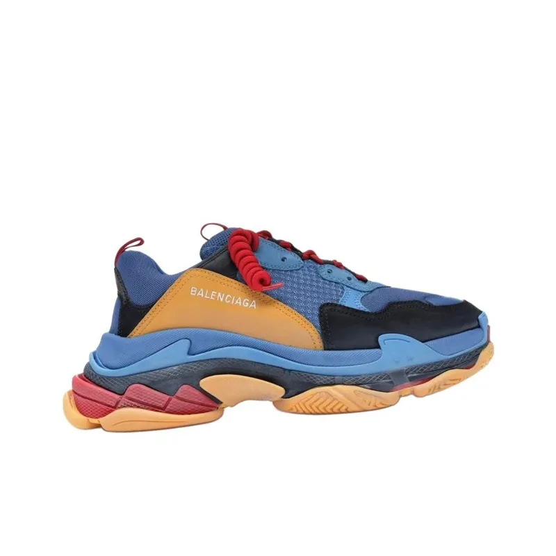 Balenciaga Triple S Low Top Chunky Sneakers Men's Blue-2