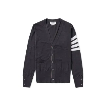 THOM BROWNE 4 Bar V neck Merino Cardigan