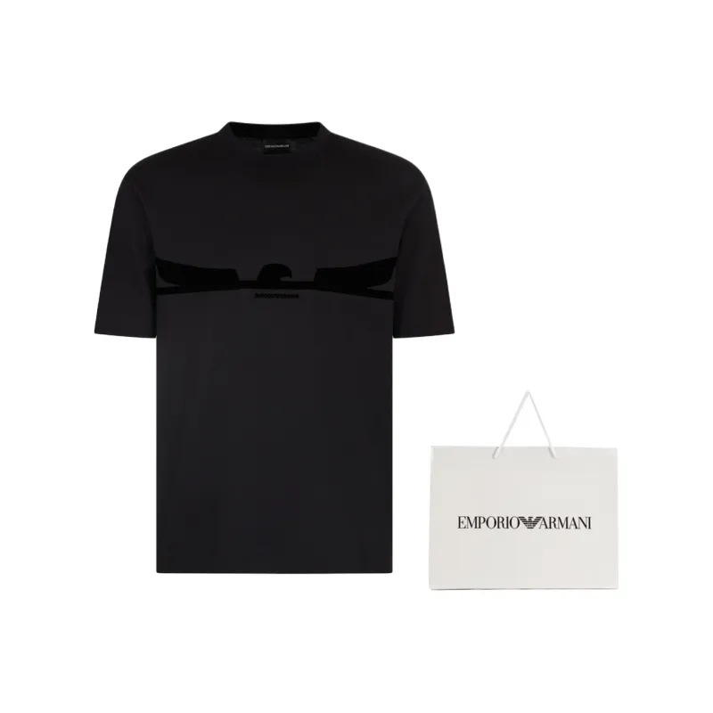 EMPORIO ARMANI Asv Jersey T shirt With Contoured Eagle Flocked Print-4