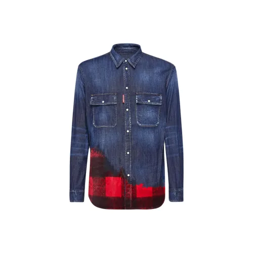 DSQUARED 2 Checked Long Sleeved Denim Shirt