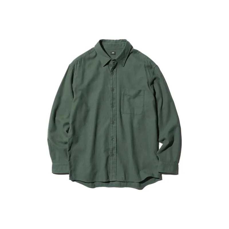 UNIQLO Shirts Men Dark Olive-0