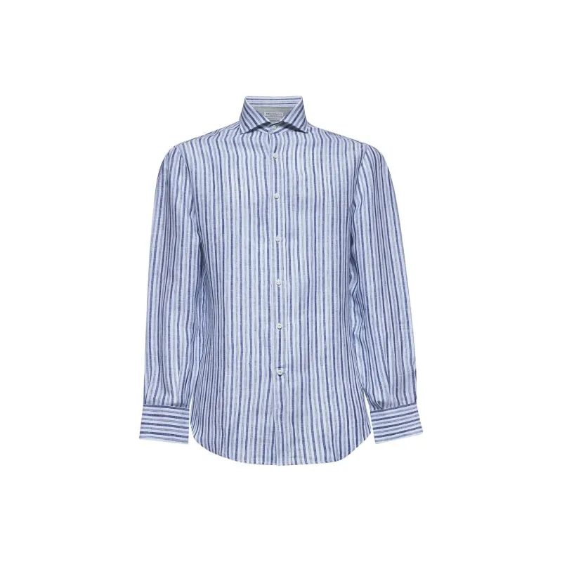 Brunello Cucinelli Striped Long Sleeved Shirt-0