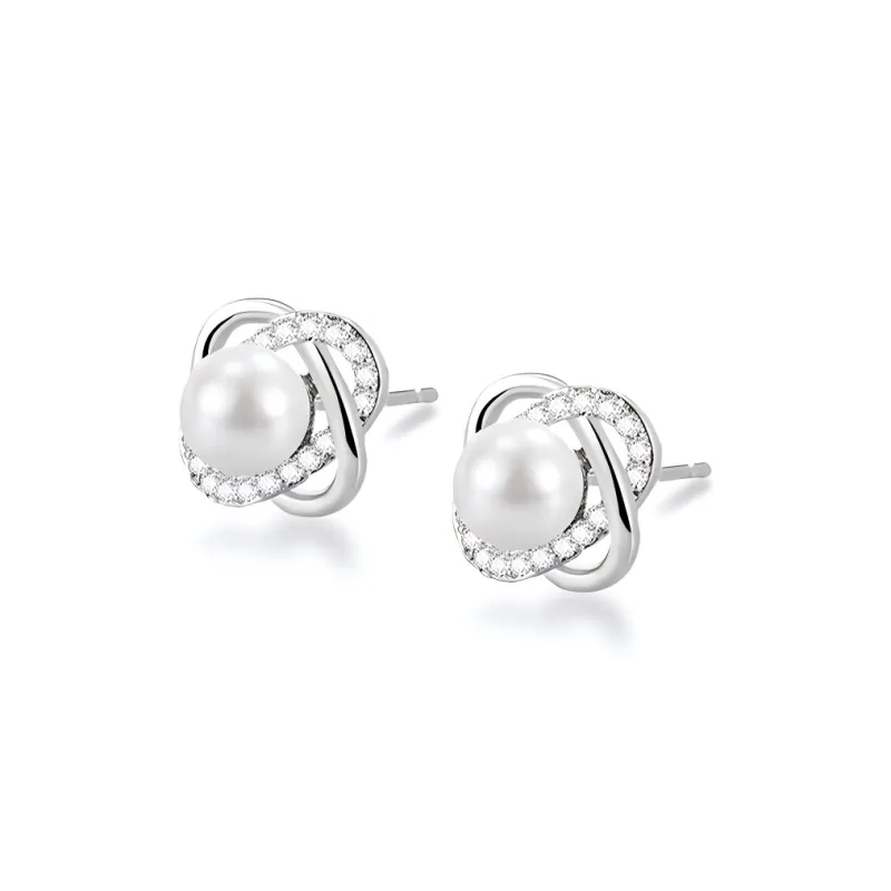 Central Fashion Pearl Stud Earrings Women's-0