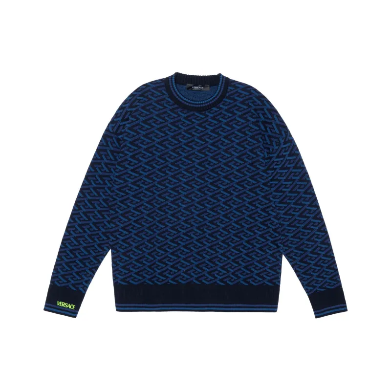 VERSACE Jacquard Monogram Knit Sweater-0