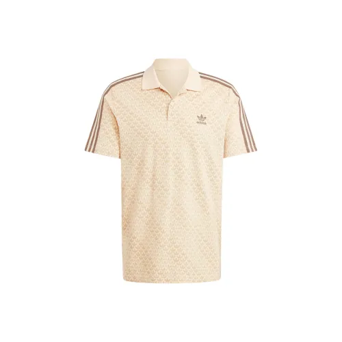 adidas originals Men's Classic Mono Polo Shirt Beige
