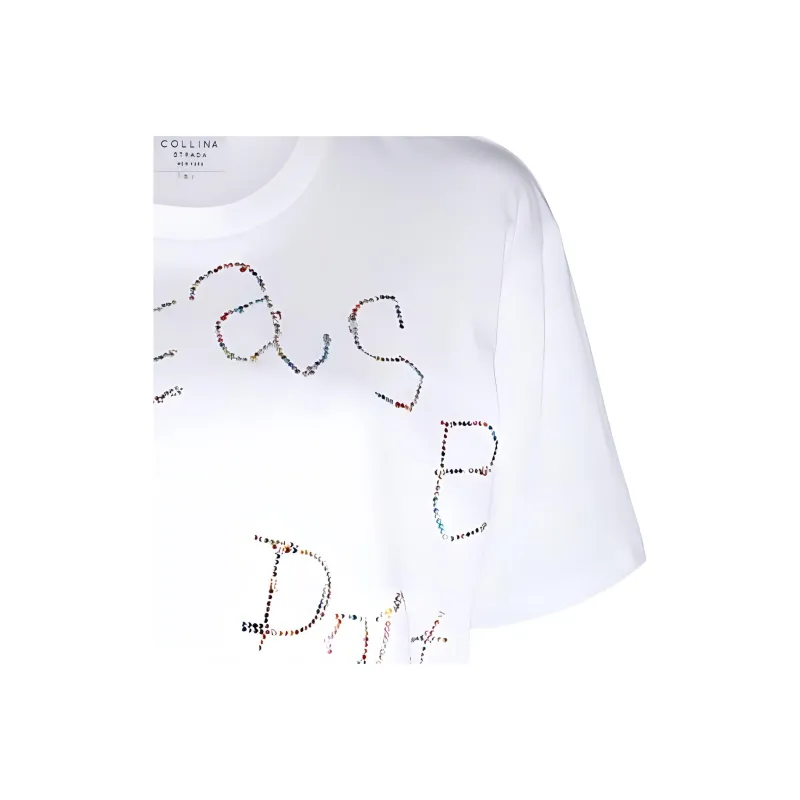 COLLINA STRADA Slogan-print Crew-neck T-shirt-4