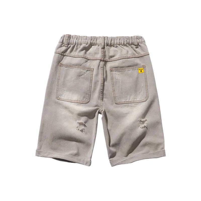 Ghost Mask Denim Shorts Unisex Gray-1