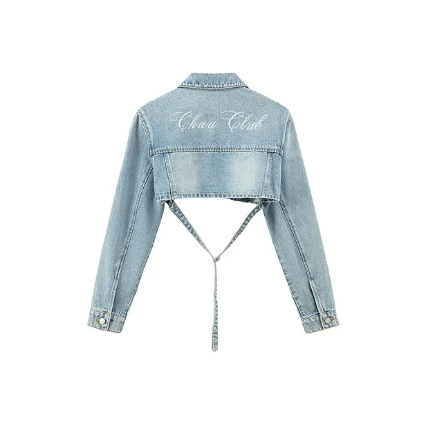 CHUU Cropped Coat Women's Light Denim Blue-1