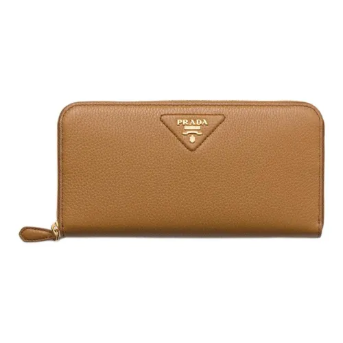 PRADA Calfskin Wallet Large Size Women's Caramel