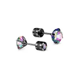 Black Colored Zircon-Radiant Elf Stud Earrings (5MM)